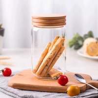 Hete Aanbieding Fabriek Groothandel Op Maat Logo Voedsel Glazen Verpakking Houten Deksel Glazen Fles