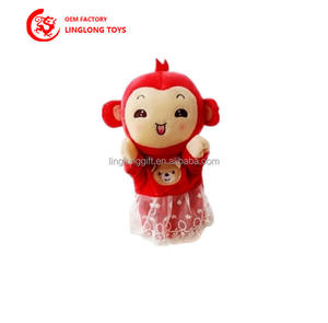 Bonito mono de peluche de dibujos animados, marioneta, apliques, mono relleno, accesorios para contar cuentos, rompecabezas personalizado para padres, juguetes interactivos - Product Image 3