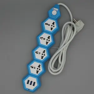 BS 5 ways 3 usb extension power multi cable socket