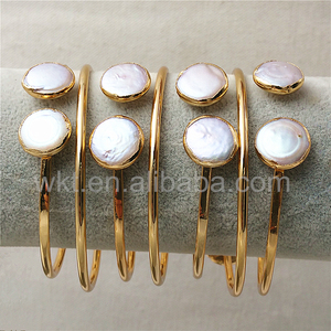 WT-B272 incredibile braccialetto di conchiglia di <span class=keywords><strong>perle</strong></span> elegante, braccialetto di conchiglia di <span class=keywords><strong>perle</strong></span> rotonde a doppia pietra placcato oro reale 24k all'ingrosso per le donne - Product Image 2