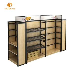 Adjustable Supermarket Store Display Shelf Wooden Bread Shelves