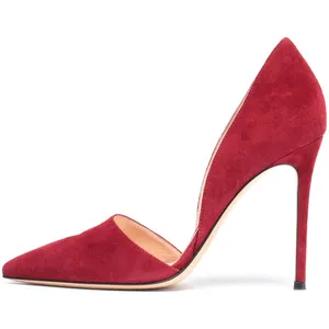 2018加尺寸尖头极端性感派对红色米色鞋跟高跟鞋女鞋女鞋女女士
