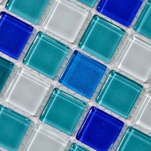 Color azul brillante <span class=keywords><strong>mar</strong></span> mosaico de vidrio piezas antideslizante piscina azulejos de mosaico - Product Image 1