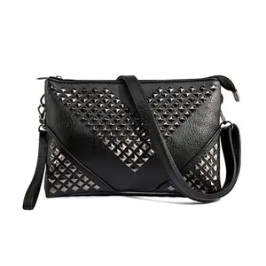 Elegant Daily Casual Clutch Bag For Women crossbody Purses with studs decoration for Women Black