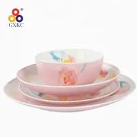 Набор обеденных тарелок, роскошные розовые фарфоровые сервизы с цветочным дизайном, 16 предметов