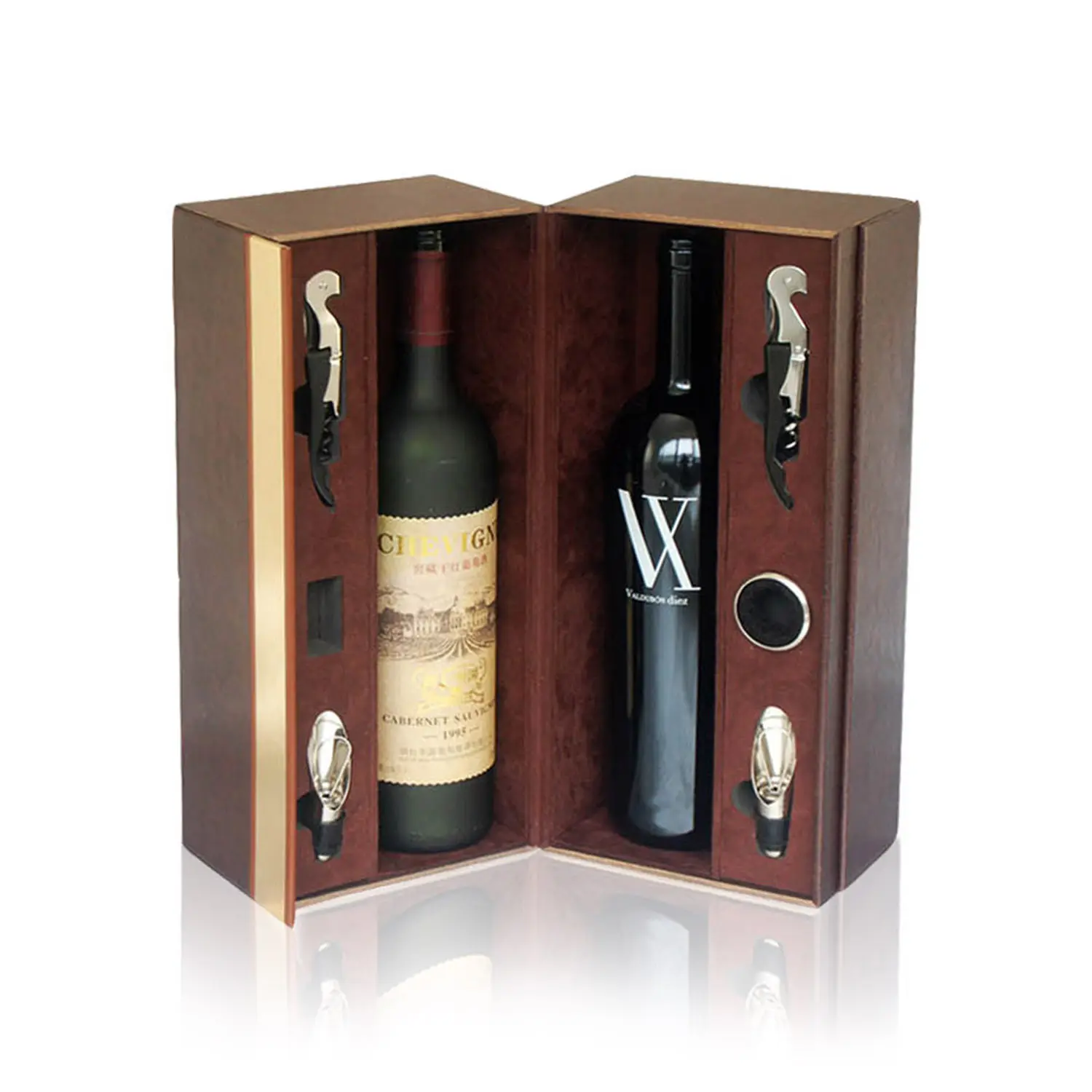 Рождественский роскошный подарок для шампанского 2 бутылки деревянная Подарочная коробка для вина