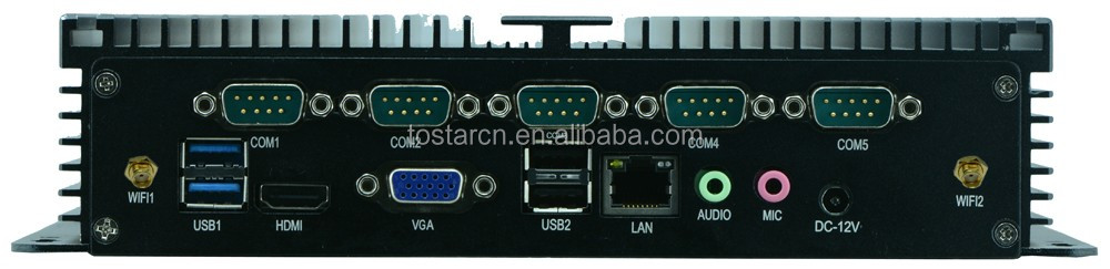 Quad Core Voiture PC intel J1900 Mini PC industriel ordinateur pos Boîte avec 6 * COM port