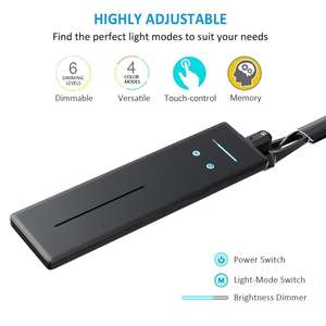 Lampe de bureau LED portable en métal noir de style européen pour les cils, avec luminosité réglable et utilisation en salle de lecture - Product Image 3