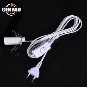 wholesale Europe power cord + 2 pin plug + switch + E14 light holder + metal clip bracket himalayan salt lamp wire assembly