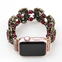 Luxurious Red and Champagne Gems 38mm/42mm Rubine Jewelry Watch Band with Adapter for Apple Iwatch Band Strap Girls Love it
