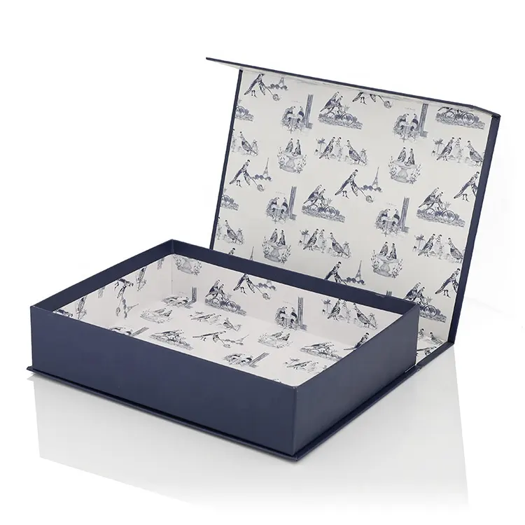 Kotak Hadiah Kardus Kertas Karton Elegan Flap Magnetic Cetak Polos dengan Tutup Berengsel
