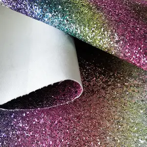 Holographic Synthetic Vinyl PU Glitter Faux Leather Fabric Sheets For Shoes/Bags/Decorations