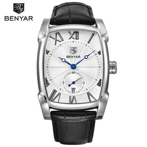 Reloj Benyar 5114 en Existencia, Compre Relojes en Línea, Reloj de Pulsera Cronógrafo de Cuero Negro para Hombre, Entrega al Día Siguiente, Relojes de Diseño para Hombre - Product Image 4