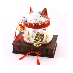Tirelire japonaise en céramique avec chat porte-bonheur Maneki Neko - Product Image 5