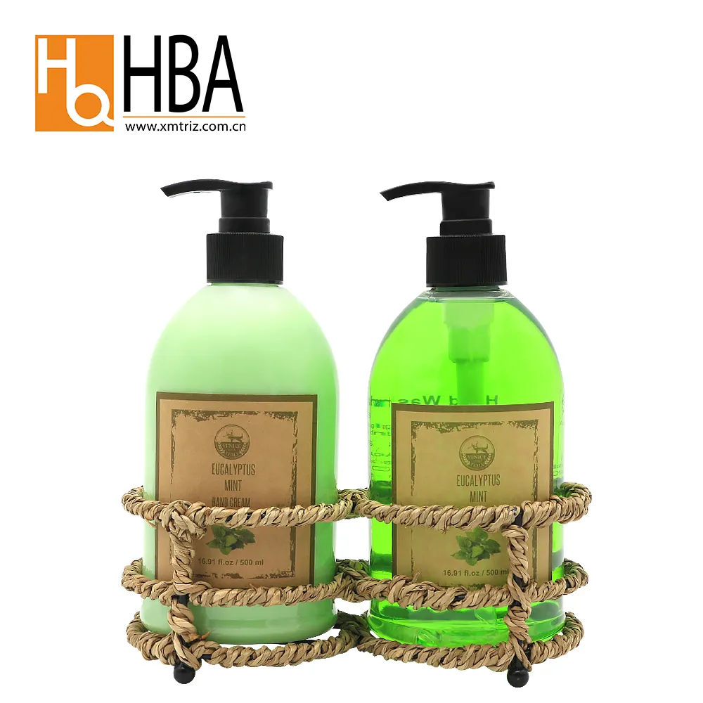 Wholesale liquid hand soap and hand lotion with grass basket wrap bath gift set