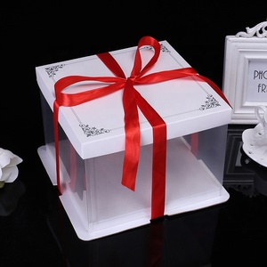 Rõ Ràng Nhựa Bánh Hộp Với Ribbon Knot Phong Cách Foam + Tông + Pet Bánh Bao Bì Hộp - Product Image 3