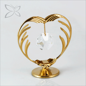 Figurine en forme de cœur en or plaqué Crystocraft, art populaire européen, avec cristaux taillés brillants, souvenirs de mariage, articles cadeaux - Product Image 3