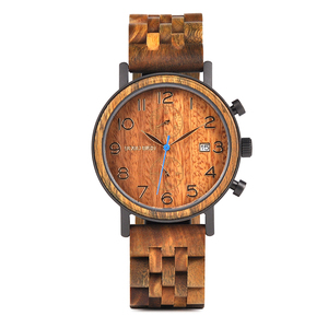 Reloj de Madera para Hombre, Estilo Casual Minimalista, Cristal Hardlex Inteligente, Elegante y de Lujo, Batería con 2 Años de Duración, Múltiples Husos Horarios - Product Image 3