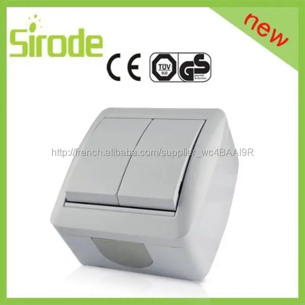 Sirode norme européenne surface monté 2 gang 1 maneira switch # 8001 - 02 # avec la certification CE