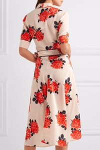 V Neck Banded Women Long Sleeve <strong>Wrap</strong> <strong>Silk</strong> Print <strong>Dress</strong> - Product Image 3