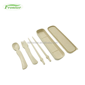 Ensembles de <span class=keywords><strong>vaisselle</strong></span> <span class=keywords><strong>écologique</strong></span>s <span class=keywords><strong>réutilisable</strong></span> incassable blé fiber fourchette cuillère baguettes ensemble de voyage - Product Image 2