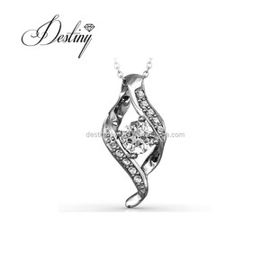 Toptan günlük aşınma Daisini gümüş 925 <span class=keywords><strong>Swarovski</strong></span> kristalleri ile süslenmiş moda yeni tasarım damla kolye kolye