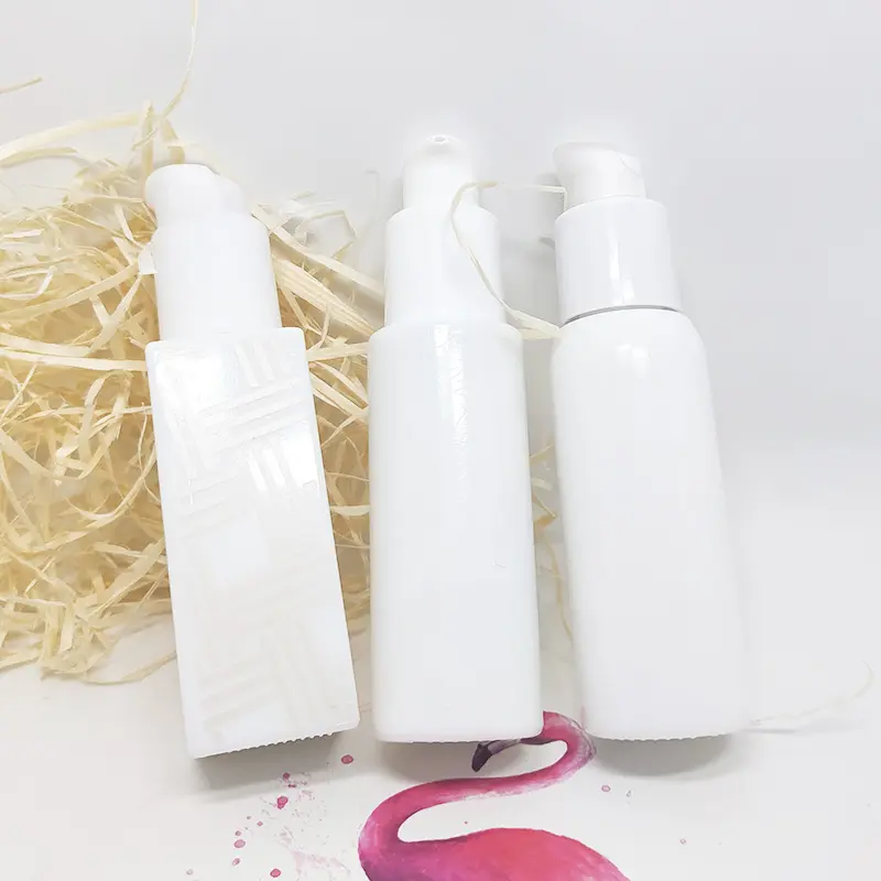 Lotion Pump White Opal Glass Square Porcelain Cosmetic Pump 30ml Ceramic Lotion Bottle
