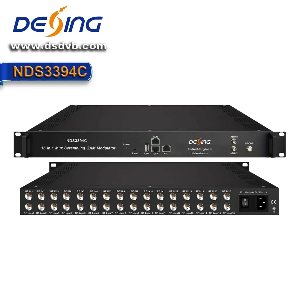 DEXIN NDS3394C IP à QAM modulateur, 16in1, 24in1 tuner à qam modulateur, dvb-s2 transmodulator