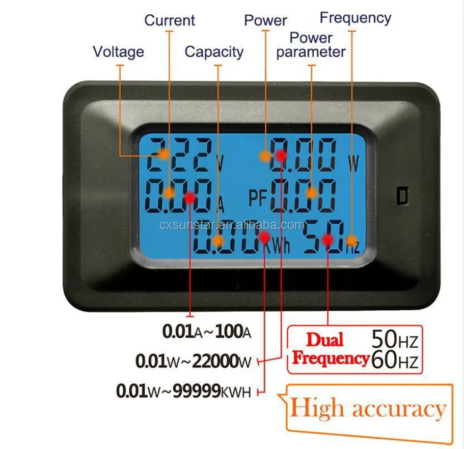Voltmètre intelligent numérique de tension AC, 10a/100A, tension analogique, ampères de courant, voltmètre, écran LCD