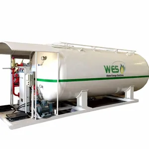 10 tons Mobiele Skid LPG Vullen gas cilinder tank, 20,000 liter lpg skid Station met dispenser prijs