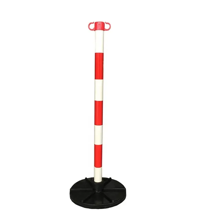 Wit En Rood Delineator Post Verkeer Post Keten Ondersteuning Post Met Standaard Rubber Base