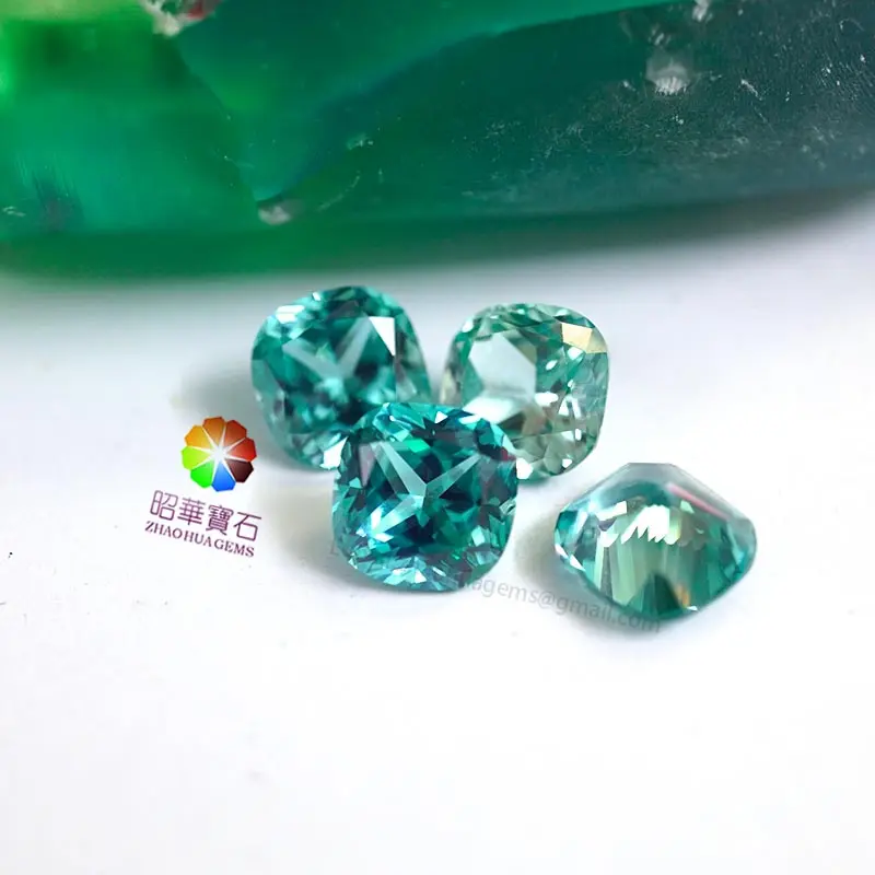 synthetic mint green sapphire 73# green corundum natural gemstone Superior quality Cushion cut