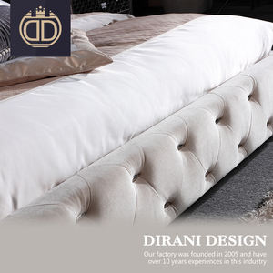 Post-moderne chambre ivoire tissu double lit king size capitonné de velours capitonnés lit - Product Image 5