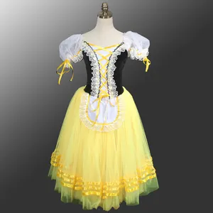 새로운 오는 전문 여자 노란색 긴 발레 드레스 로맨틱 투투
