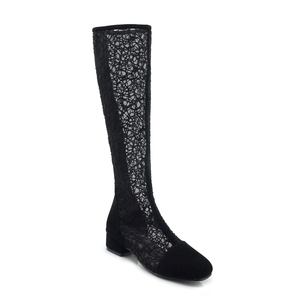 Las mujeres al por mayor <span class=keywords><strong>de</strong></span> la fábrica <span class=keywords><strong>de</strong></span> caucho grueso bajo rodilla botas tacón hueco cremallera botas por la rodilla - Product Image 2