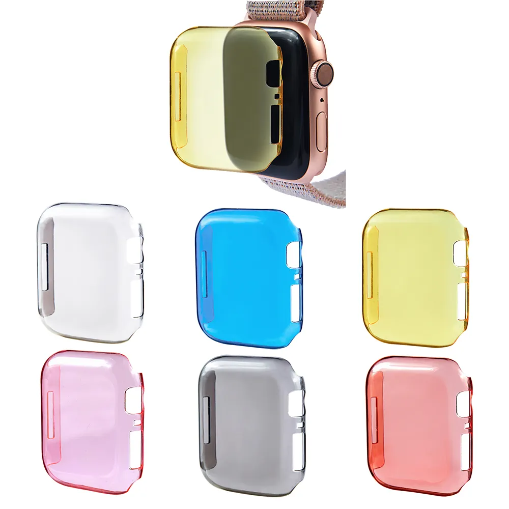 IVANHOE For Apple Watch 4 Case 44mm 40mm, Clear PC Hard Cover Screen Protector Slim Anti-Scratch Shockproof Snap-On Bumper