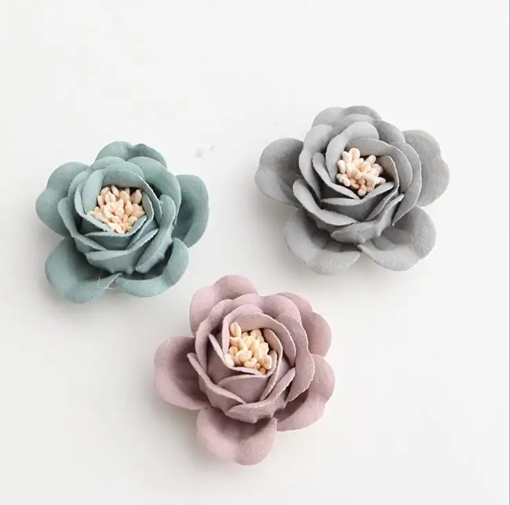 Decorative 3d handmade small microfiber fabric flowers for shoes FW008