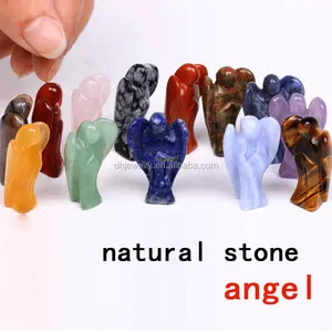 Wholesale handmade folk crafts natural crystal carving quartz 2 Inch small angel for home decorations
