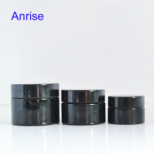 Lüks 5ml 15ml 30ml 50m 100m 200ml UV menekşe göz kremi cam kavanoz yuvarlak siyah menekşe siyah krem cam kavanoz düz kapak - Product Image 5
