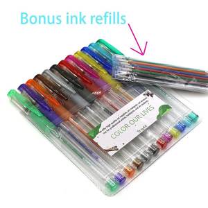 Personnalisé fantaisie multicolore 12 paillettes gel stylo packs avec pince en caoutchouc - Product Image 2
