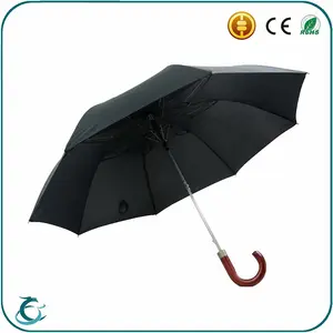 Vente chaude en bois escroc poignée 2 fois parapluie de chine fournisseur