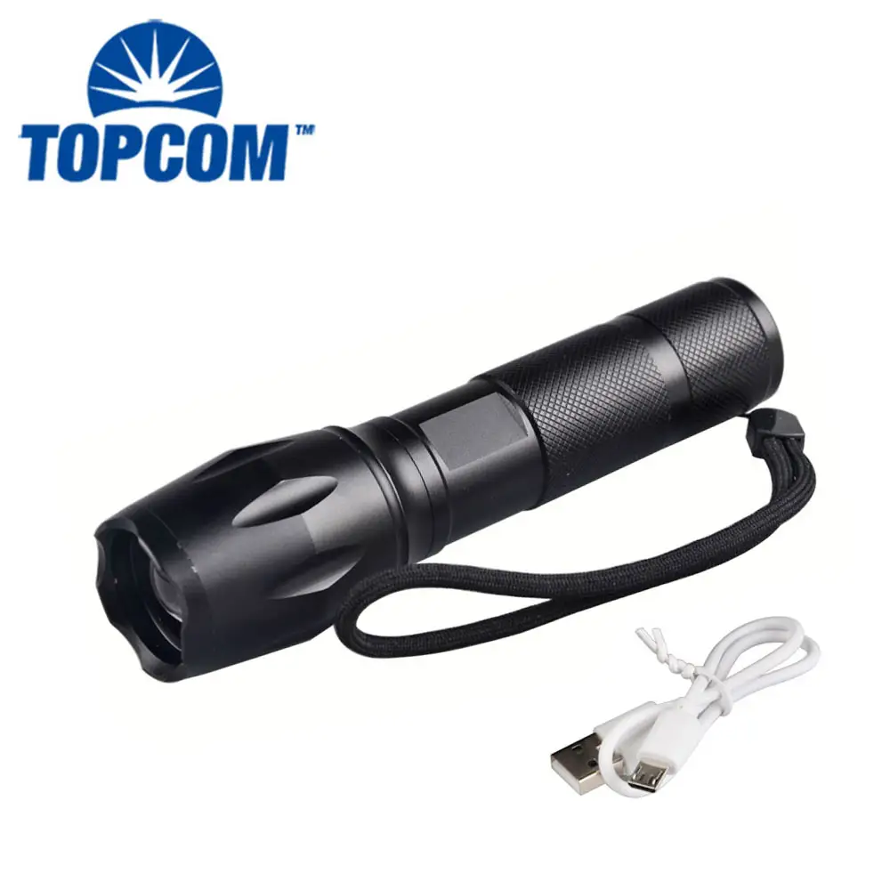High Power Aluminum XML T6 LED Flashlight Torch Zoom Tactical Rechargeable Mobile Phone Micro USB Flashlight