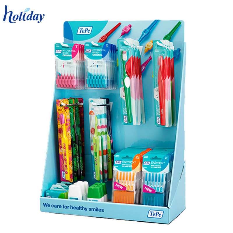 Chaude Stytle Ondulé Carton Floor Stand Affichage Brosse À Dents/Dentifrice Palette Affichage