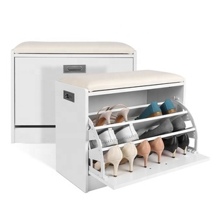 <span class=keywords><strong>Meuble</strong></span> de rangement <span class=keywords><strong>blanc</strong></span> pour paire de chaussures, étagère à chaussures, boîte en bois avec coussin de siège, pour couloir et chambre à coucher - Product Image 4