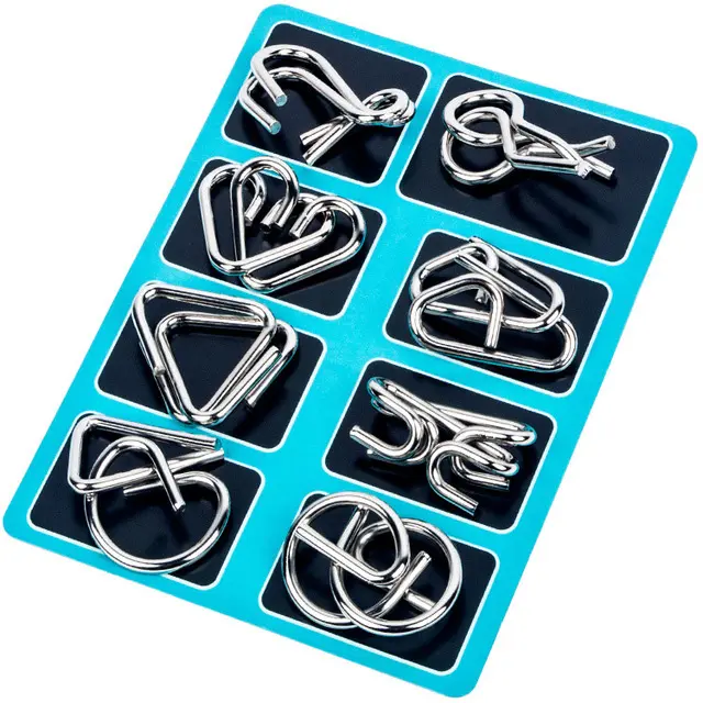 8 pz/set Puzzle in metallo IQ Wire rompicapo gioco anello ad incastro metallo KongMing serrature filo puzzle per bambini adulti