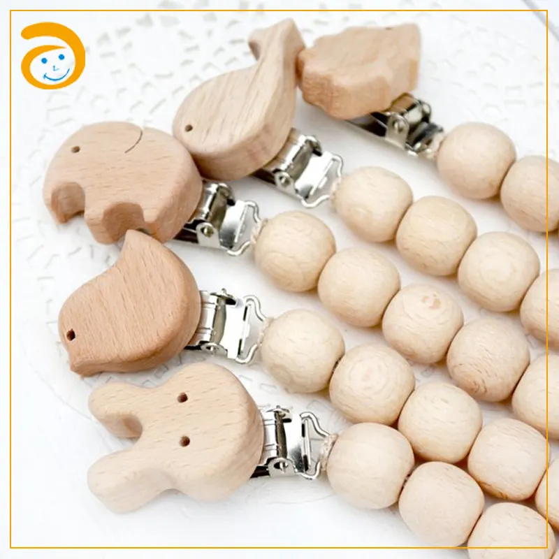 Hữu Cơ Bé Chew Đồ Chơi Vú Cao Su Bằng Gỗ Pacifier Chủ Clip