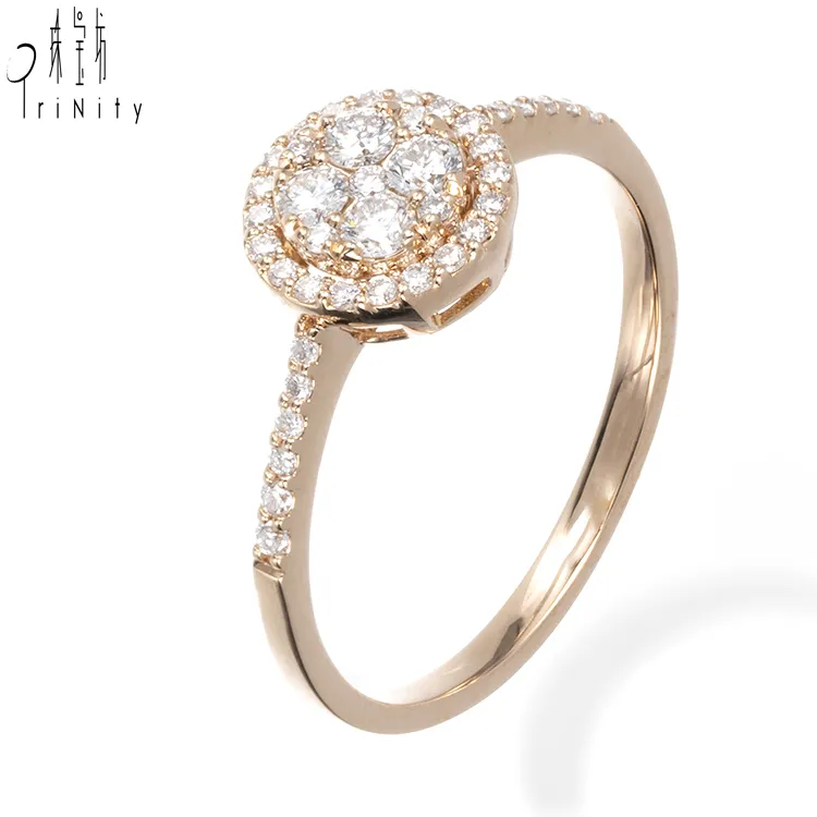 Bague en diamant naturel de forme classique, bague de mariage en diamant 18K esthétique fantaisie