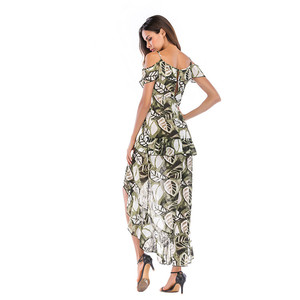 2019 Nouvelle Arrivée D'été Sexy Irrégulière Volants De Courroie De Gaine Profonde V Imprimé À La Mode Dames Casual <span class=keywords><strong>Robes</strong></span> Femmes - Product Image 6