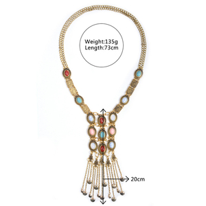 Vintage Tuyên Bố Vòng Cổ Dài Tua Phóng Đại Đá Quý Vòng Cổ Cho Phụ Nữ - Product Image 3