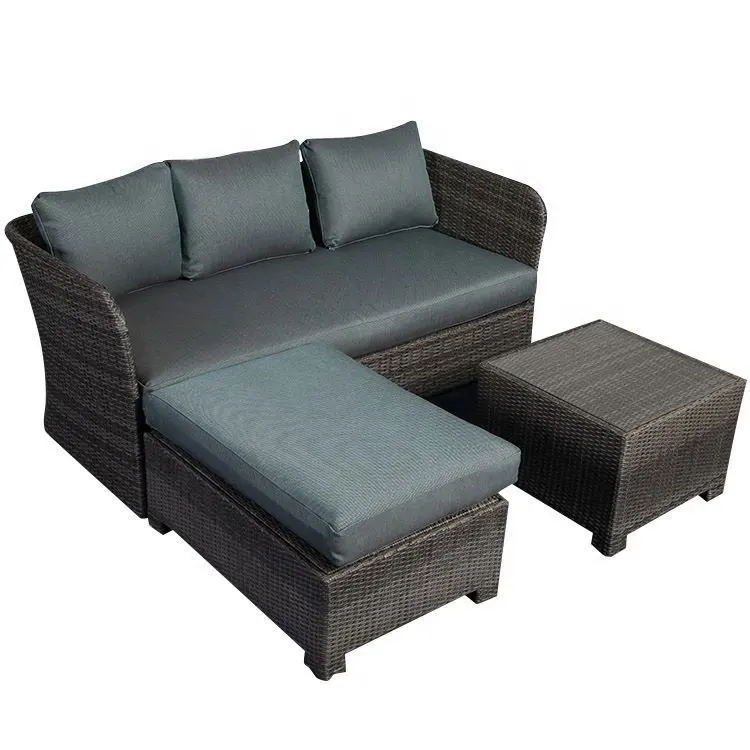 Yinzhou sống Tất cả thời tiết bao phủ giá rẻ sofa Vườn phòng khách tổng hợp mây đồ nội thất l-hình dạng ngoài trời mây đồ nội thất